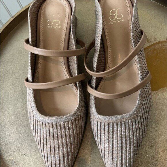 Cosy Island SOFT WAVE CUT-OUT BLOCK HEEL MULES IN APRICOT - Picture 2 of 9